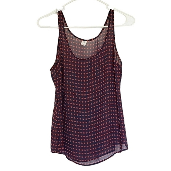 1182 * Old Navy Polka Dot Sheer Tank Navy Blue Red Size S - Picture 1 of 6